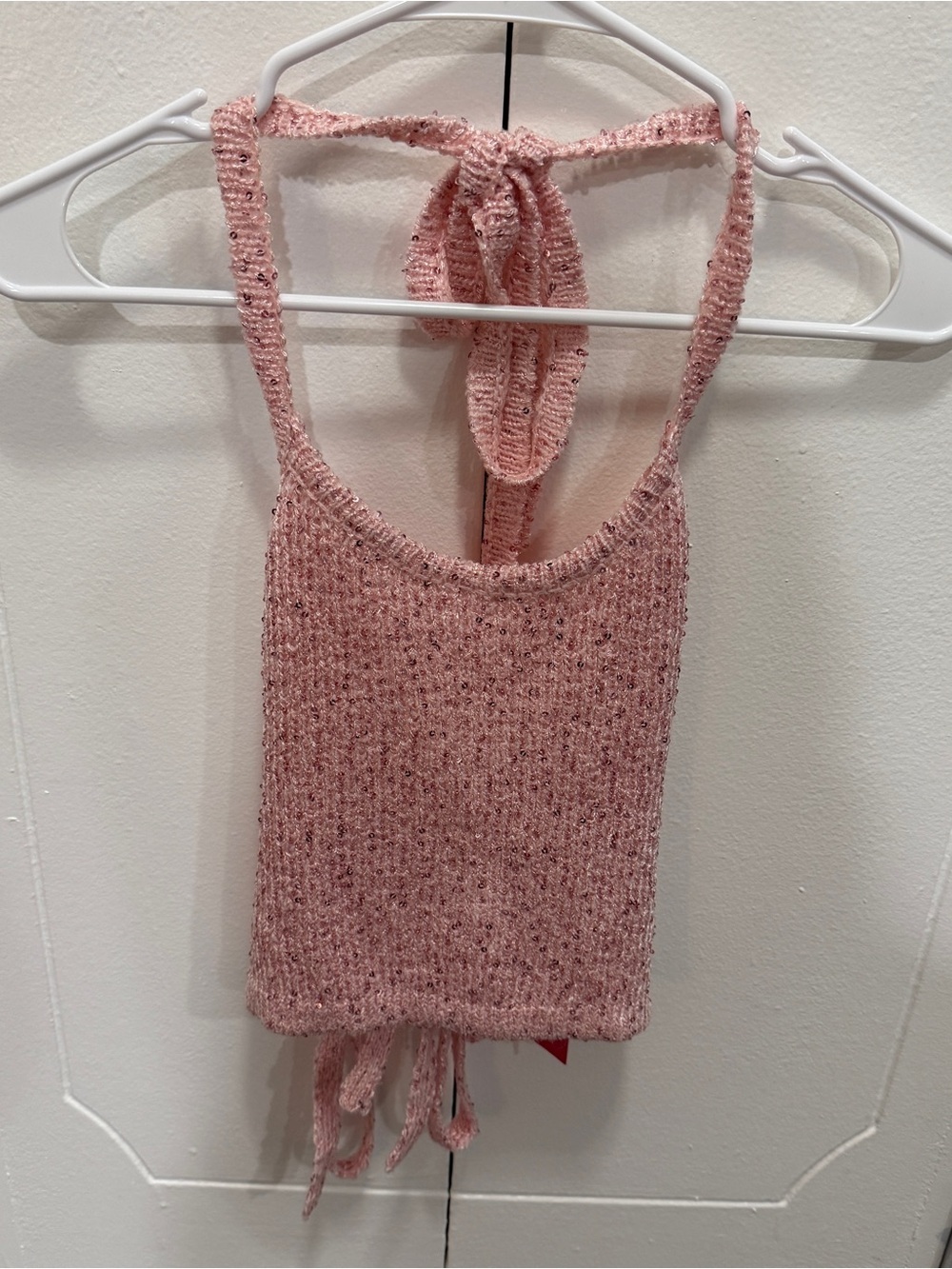 NWT Edikted Pink Knot Sequin Tank Top